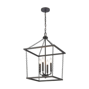 Atlas Emmett 17'' Wide 4-Light Pendant - Modern Industrial Lantern for Kitchen and Dining Room Elegance Matte Black CL11769-BK