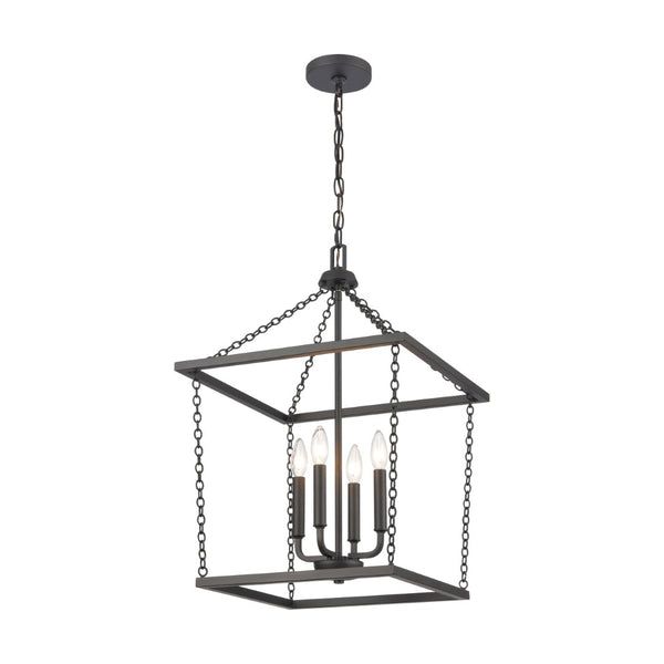 Atlas Emmett 17'' Wide 4-Light Pendant - Modern Industrial Lantern for Kitchen and Dining Room Elegance Matte Black CL11769-BK