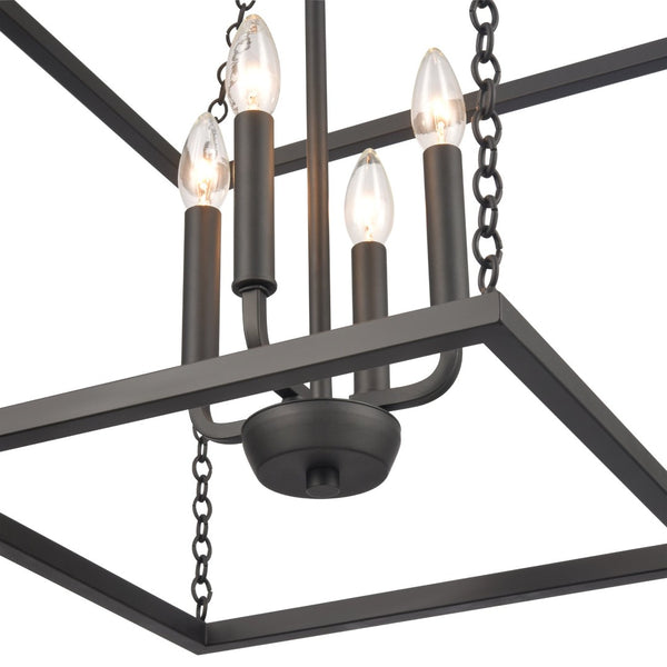 Atlas Emmett 17'' Wide 4-Light Pendant - Modern Industrial Lantern for Kitchen and Dining Room Elegance Matte Black CL11769-BK