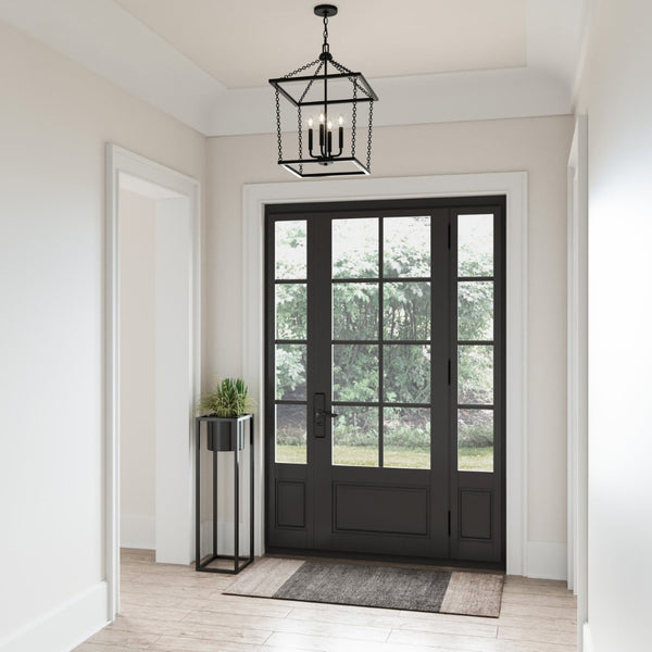 Atlas Emmett 17'' Wide 4-Light Pendant - Modern Industrial Lantern for Kitchen and Dining Room Elegance Matte Black CL11769-BK