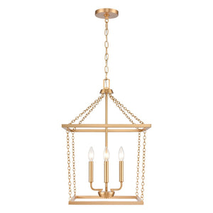 Atlas Emmett 17'' Wide 4-Light Pendant - Modern Industrial Lantern for Kitchen and Dining Room Elegance Brushed Gold CL11769-GD