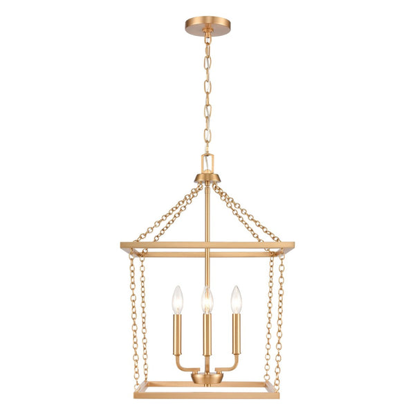 Atlas Emmett 17'' Wide 4-Light Pendant - Modern Industrial Lantern for Kitchen and Dining Room Elegance Brushed Gold CL11769-GD