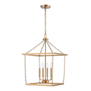 Atlas Emmett 17'' Wide 4-Light Pendant - Modern Industrial Lantern for Kitchen and Dining Room Elegance Brushed Gold CL11769-GD