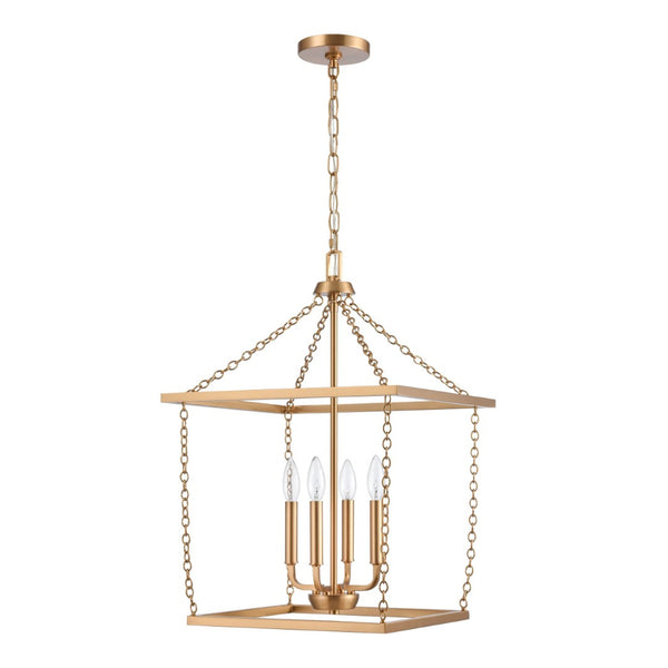 Atlas Emmett 17'' Wide 4-Light Pendant - Modern Industrial Lantern for Kitchen and Dining Room Elegance Brushed Gold CL11769-GD