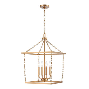 Atlas Emmett 17'' Wide 4-Light Pendant - Modern Industrial Lantern for Kitchen and Dining Room Elegance Brushed Gold CL11769-GD