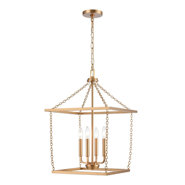 Atlas Emmett 17'' Wide 4-Light Pendant - Modern Industrial Lantern for Kitchen and Dining Room Elegance Brushed Gold CL11769-GD