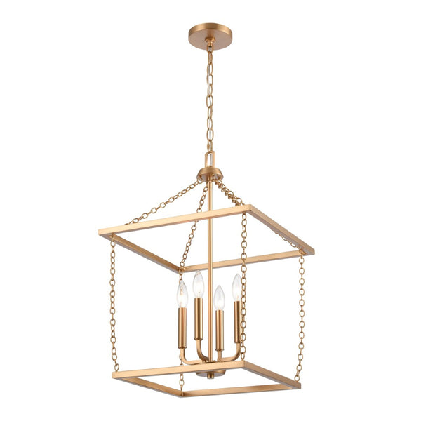 Atlas Emmett 17'' Wide 4-Light Pendant - Modern Industrial Lantern for Kitchen and Dining Room Elegance Brushed Gold CL11769-GD