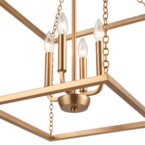 Atlas Emmett 17'' Wide 4-Light Pendant - Modern Industrial Lantern for Kitchen and Dining Room Elegance Brushed Gold CL11769-GD