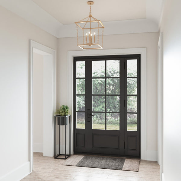 Atlas Emmett 17'' Wide 4-Light Pendant - Modern Industrial Lantern for Kitchen and Dining Room Elegance Brushed Gold CL11769-GD