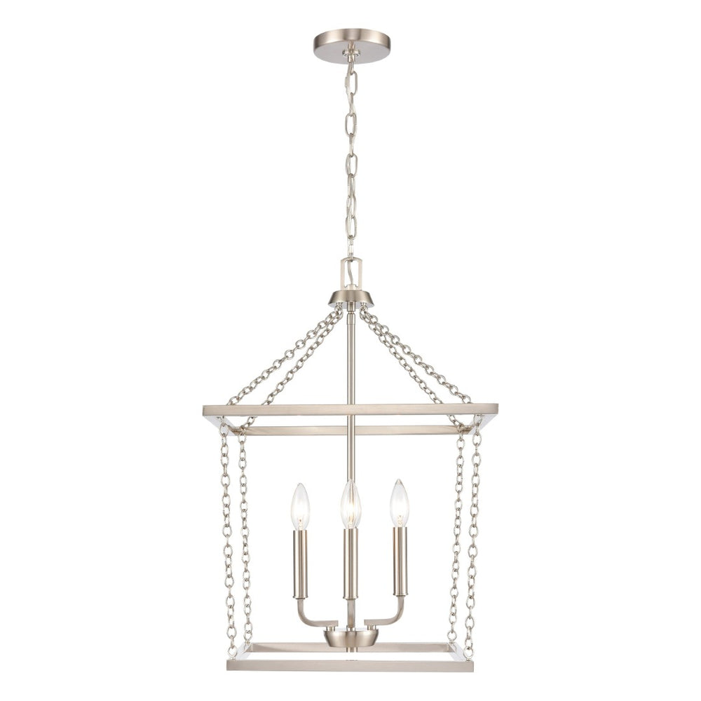 Atlas Emmett 17'' Wide 4-Light Pendant - Modern Industrial Lantern for Kitchen and Dining Room Elegance Brushed Nickel CL11769-NK