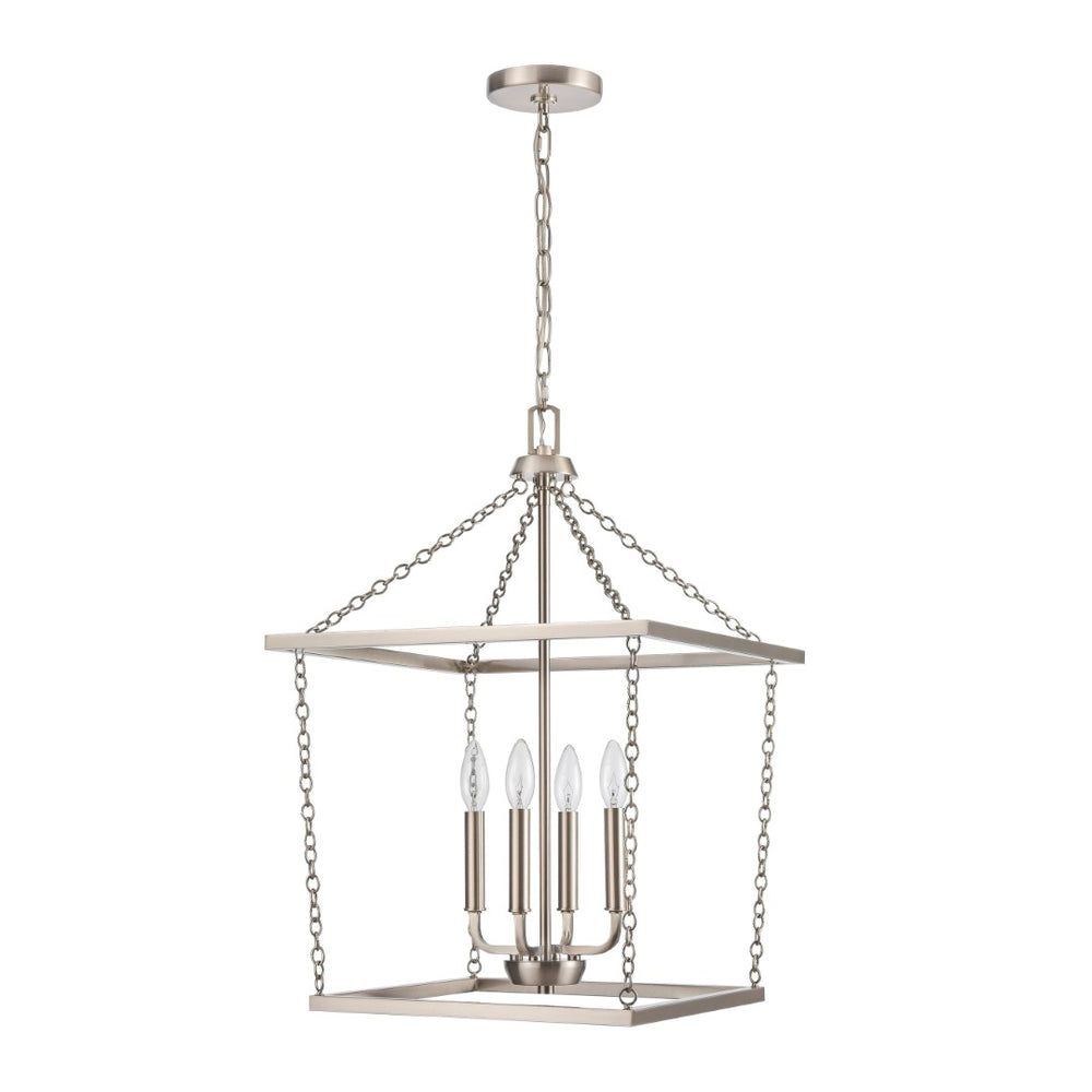 Atlas Emmett 17'' Wide 4-Light Pendant - Modern Industrial Lantern for Kitchen and Dining Room Elegance Brushed Nickel CL11769-NK