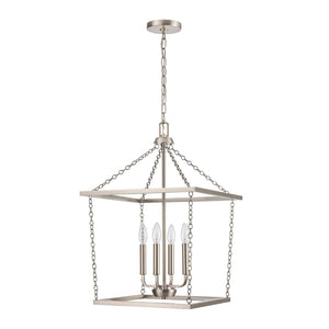 Atlas Emmett 17'' Wide 4-Light Pendant - Modern Industrial Lantern for Kitchen and Dining Room Elegance Brushed Nickel CL11769-NK