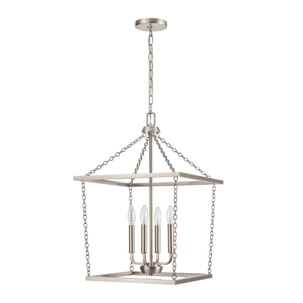 Atlas Emmett 17'' Wide 4-Light Pendant - Modern Industrial Lantern for Kitchen and Dining Room Elegance Brushed Nickel CL11769-NK