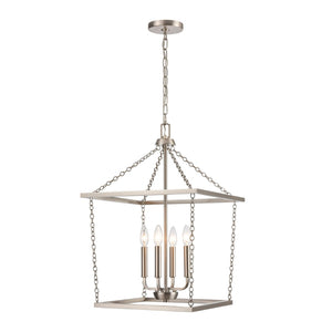 Atlas Emmett 17'' Wide 4-Light Pendant - Modern Industrial Lantern for Kitchen and Dining Room Elegance Brushed Nickel CL11769-NK