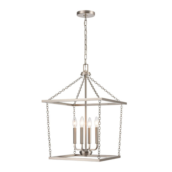 Atlas Emmett 17'' Wide 4-Light Pendant - Modern Industrial Lantern for Kitchen and Dining Room Elegance Brushed Nickel CL11769-NK