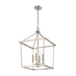 Atlas Emmett 17'' Wide 4-Light Pendant - Modern Industrial Lantern for Kitchen and Dining Room Elegance Brushed Nickel CL11769-NK