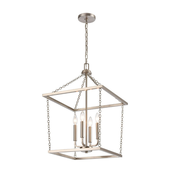 Atlas Emmett 17'' Wide 4-Light Pendant - Modern Industrial Lantern for Kitchen and Dining Room Elegance Brushed Nickel CL11769-NK