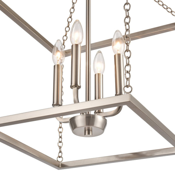 Atlas Emmett 17'' Wide 4-Light Pendant - Modern Industrial Lantern for Kitchen and Dining Room Elegance Brushed Nickel CL11769-NK