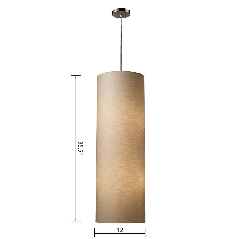 Atlas Fabric Cylinders 12" Wide 4-Light Pendant - Modern Satin Nickel Fixture for Elegant Illumination CL11770-NK