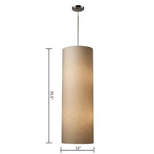 Atlas Fabric Cylinders 12" Wide 4-Light Pendant - Modern Satin Nickel Fixture for Elegant Illumination CL11770-NK