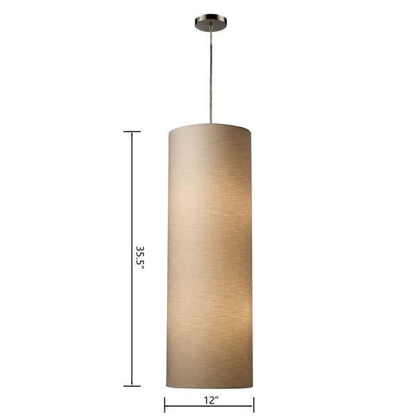 Atlas Fabric Cylinders 12" Wide 4-Light Pendant - Modern Satin Nickel Fixture for Elegant Illumination CL11770-NK