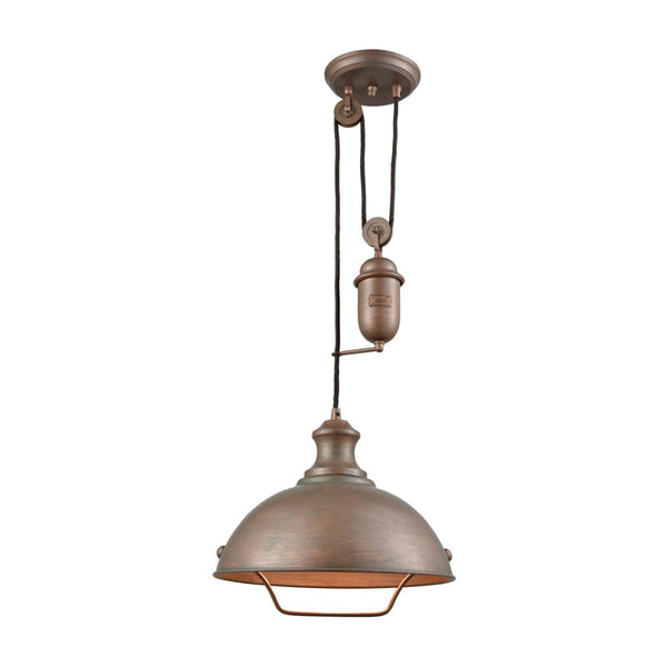 Atlas Farmhouse 14'' Wide 1-Light Pendant - Vintage-Style Adjustable Lighting for Cozy Indoor Spaces Tarnished Brass CL11771-BS