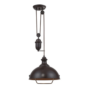 Atlas Farmhouse 14'' Wide 1-Light Pendant - Vintage-Style Adjustable Lighting for Cozy Indoor Spaces Oiled Bronze CL11771-BZ