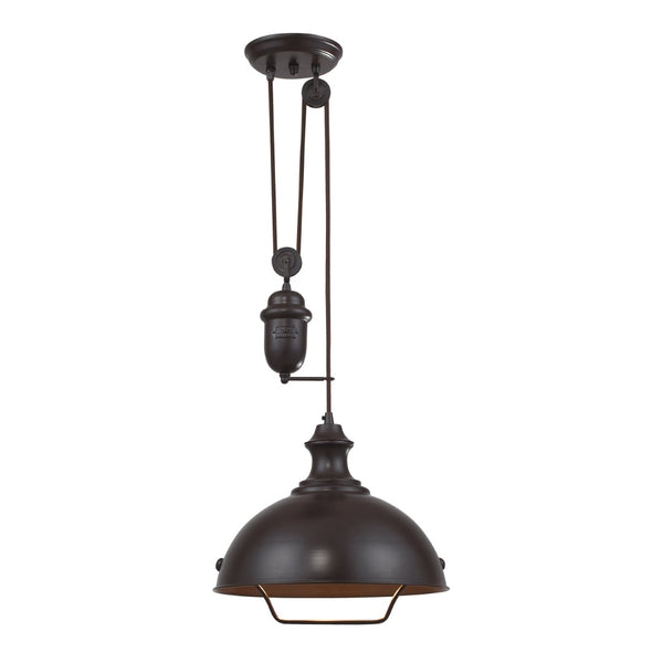 Atlas Farmhouse 14'' Wide 1-Light Pendant - Vintage-Style Adjustable Lighting for Cozy Indoor Spaces Oiled Bronze CL11771-BZ