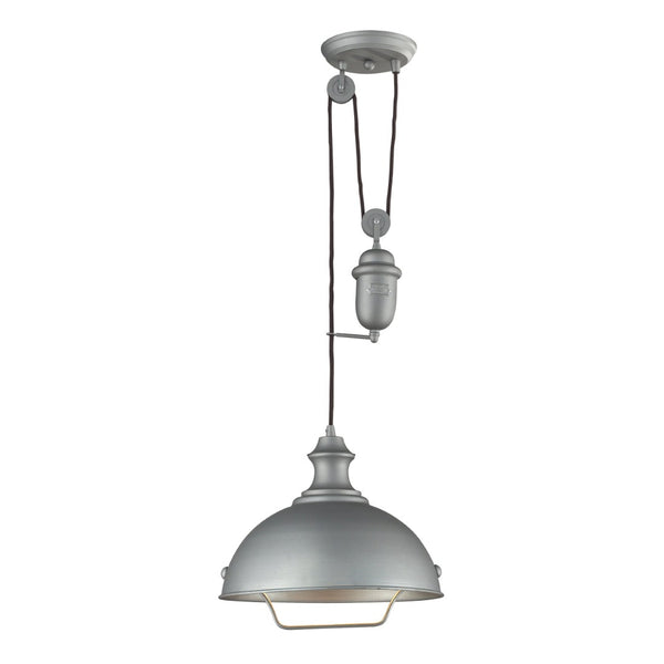 Atlas Farmhouse 14'' Wide 1-Light Pendant - Vintage-Style Adjustable Lighting for Cozy Indoor Spaces Aged Pewter CL11771-SV