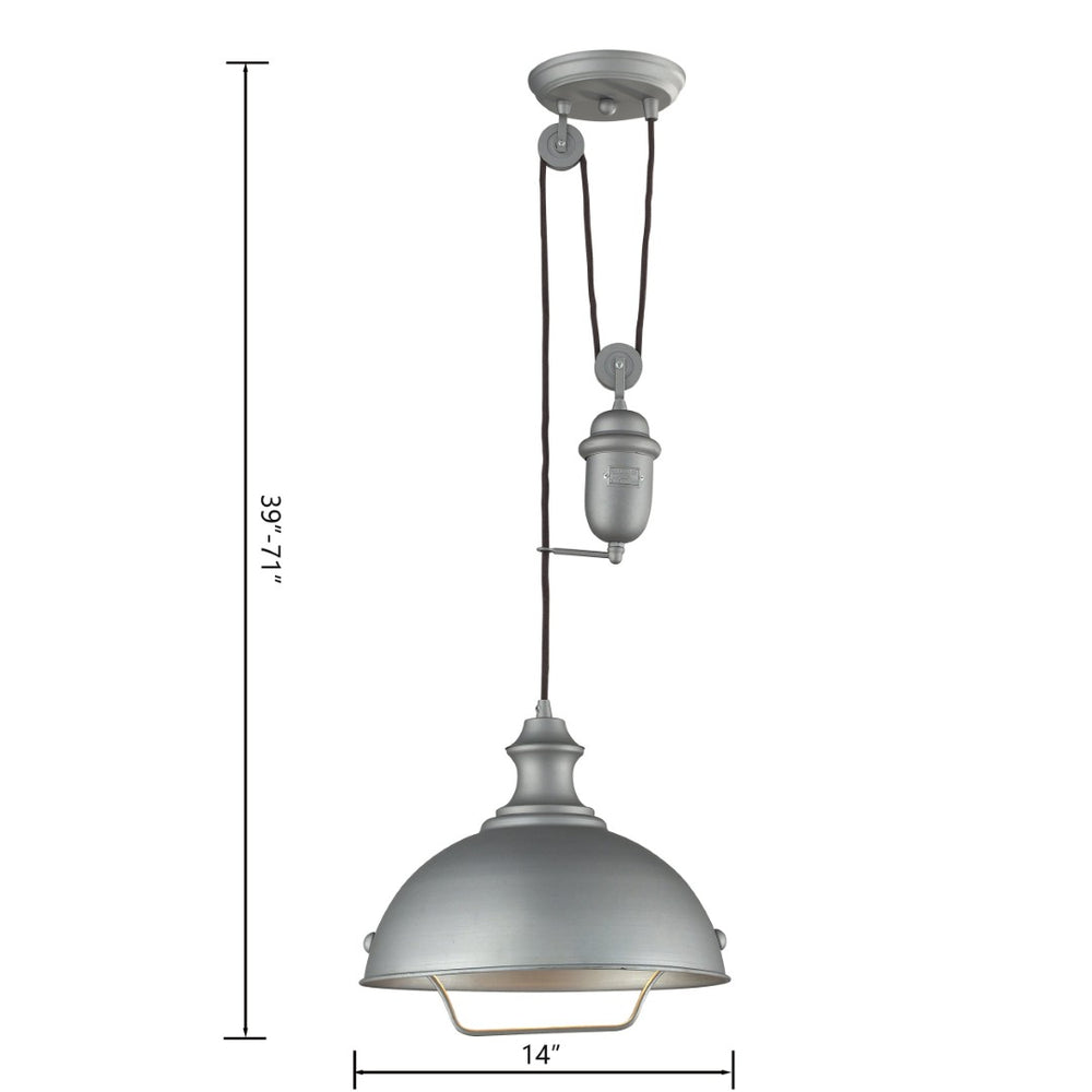 Atlas Farmhouse 14'' Wide 1-Light Pendant - Vintage-Style Adjustable Lighting for Cozy Indoor Spaces Aged Pewter CL11771-SV