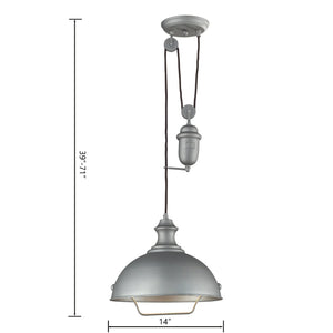 Atlas Farmhouse 14'' Wide 1-Light Pendant - Vintage-Style Adjustable Lighting for Cozy Indoor Spaces Aged Pewter CL11771-SV