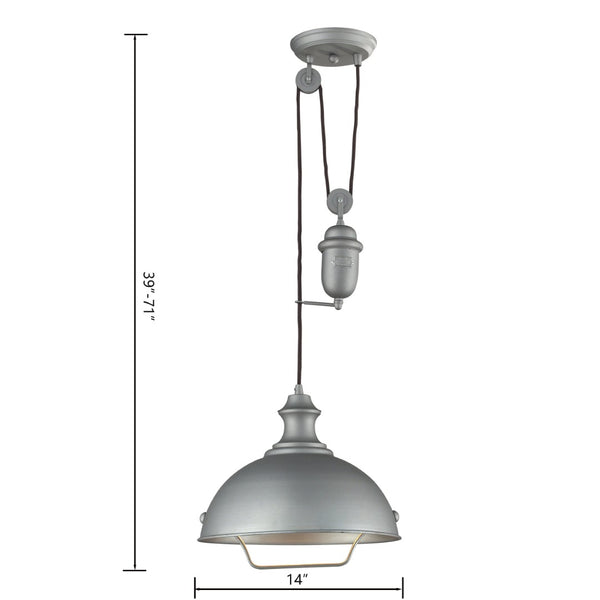 Atlas Farmhouse 14'' Wide 1-Light Pendant - Vintage-Style Adjustable Lighting for Cozy Indoor Spaces Aged Pewter CL11771-SV