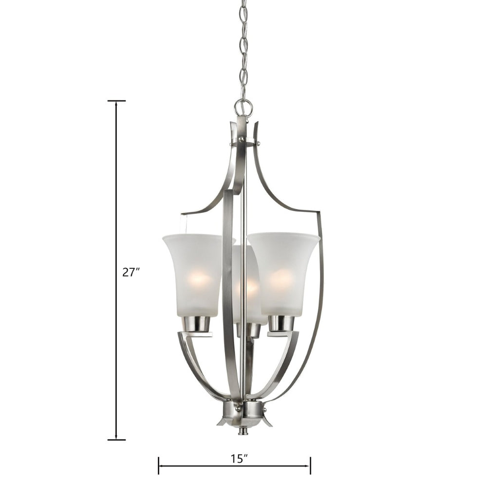 Atlas Foyer 15'' Wide 3-Light Pendant - Stylish Brushed Nickel Fixture for Modern Entryway Illumination CL11773-NK