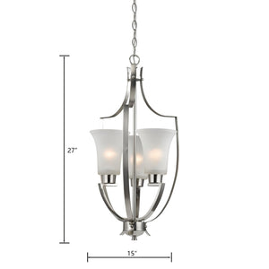 Atlas Foyer 15'' Wide 3-Light Pendant - Stylish Brushed Nickel Fixture for Modern Entryway Illumination CL11773-NK