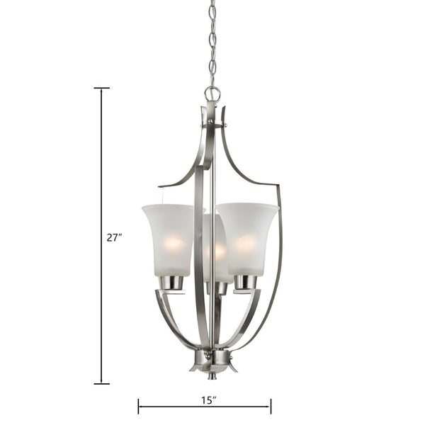 Atlas Foyer 15'' Wide 3-Light Pendant - Stylish Brushed Nickel Fixture for Modern Entryway Illumination CL11773-NK