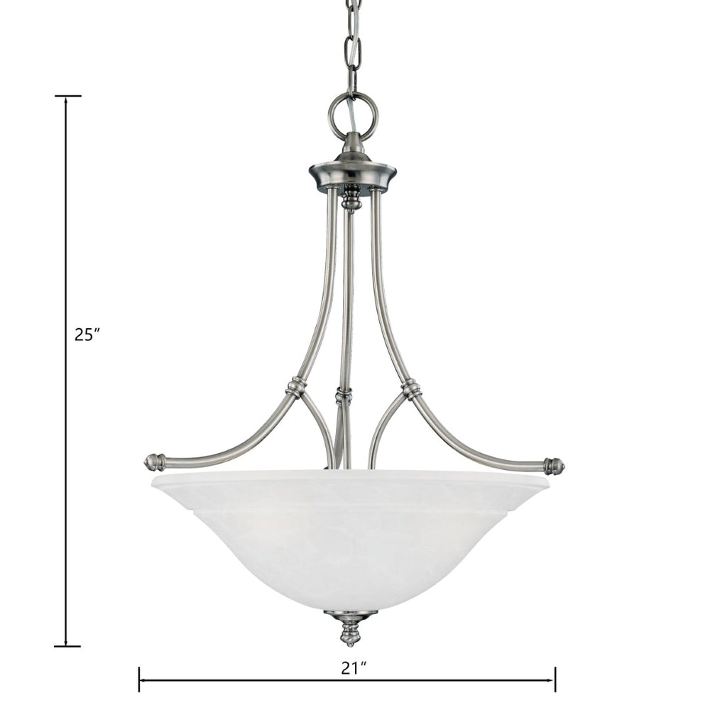Atlas Harmony 21'' Wide 3-Light Pendant - Satin Pewter, Elegant Frosted Glass, Perfect for Dining & Entryways CL11776-SV