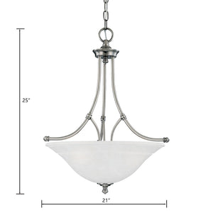 Atlas Harmony 21'' Wide 3-Light Pendant - Satin Pewter, Elegant Frosted Glass, Perfect for Dining & Entryways CL11776-SV