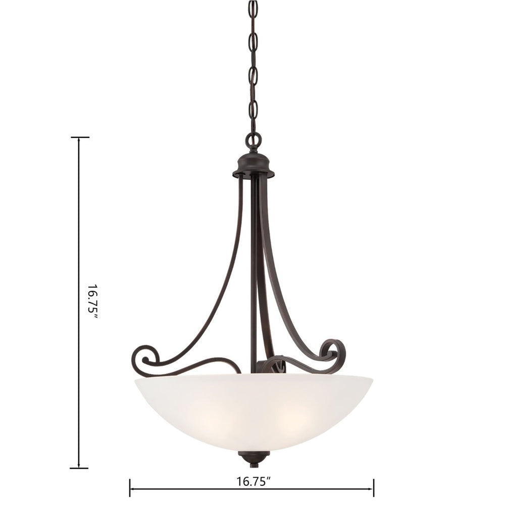 Atlas Haven 3-Light Pendant - Elegant Espresso Fixture with Dome Glass Shades for Dining & Entryways CL11777-BN