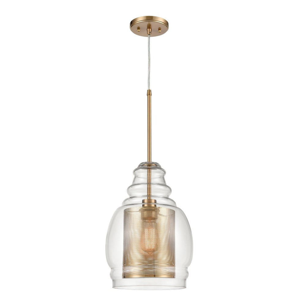 Atlas Herndon 11" Wide Pendant Light - Antique Gold & Clear Glass Shade, Ideal for Modern Spaces & Entryways CL11778-GD