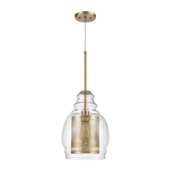 Atlas Herndon 11" Wide Pendant Light - Antique Gold & Clear Glass Shade, Ideal for Modern Spaces & Entryways CL11778-GD