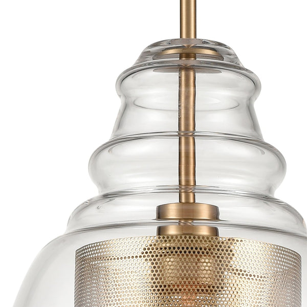 Atlas Herndon 11" Wide Pendant Light - Antique Gold & Clear Glass Shade, Ideal for Modern Spaces & Entryways CL11778-GD