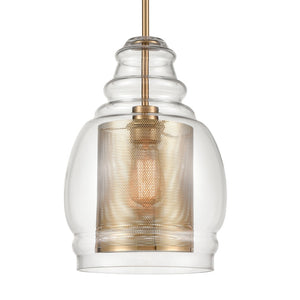 Atlas Herndon 11" Wide Pendant Light - Antique Gold & Clear Glass Shade, Ideal for Modern Spaces & Entryways CL11778-GD