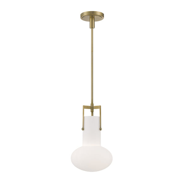 Atlas Izel 10'' Wide 1-Light Pendant - Stylish Glass Shade for Modern Industrial Elegance in Any Space Antique Brass CL11779-BS