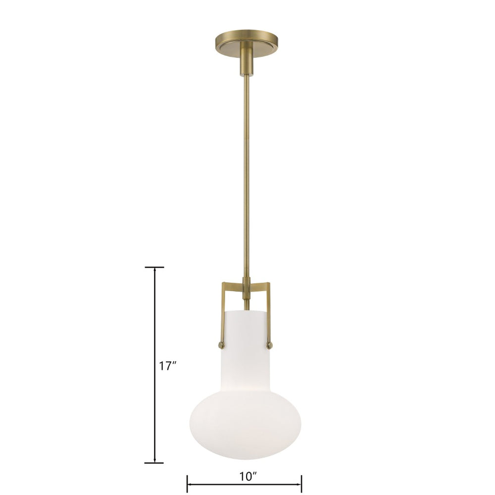 Atlas Izel 10'' Wide 1-Light Pendant - Stylish Glass Shade for Modern Industrial Elegance in Any Space Antique Brass CL11779-BS