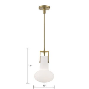 Atlas Izel 10'' Wide 1-Light Pendant - Stylish Glass Shade for Modern Industrial Elegance in Any Space Antique Brass CL11779-BS
