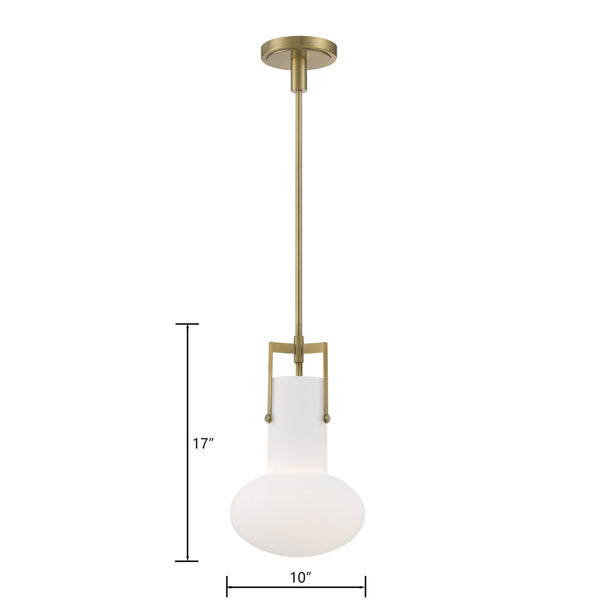 Atlas Izel 10'' Wide 1-Light Pendant - Stylish Glass Shade for Modern Industrial Elegance in Any Space Antique Brass CL11779-BS