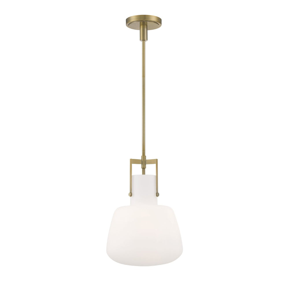 Atlas Izel 12" Wide Pendant Light - Antique Brass Glass Shade for Modern Industrial Home Décor Elegance CL11780-BS