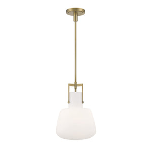 Atlas Izel 12" Wide Pendant Light - Antique Brass Glass Shade for Modern Industrial Home Décor Elegance CL11780-BS