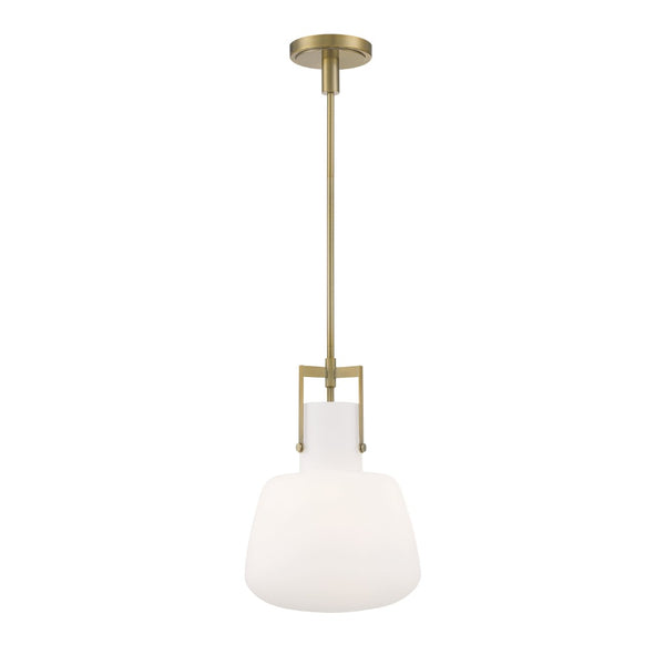 Atlas Izel 12" Wide Pendant Light - Antique Brass Glass Shade for Modern Industrial Home Décor Elegance CL11780-BS