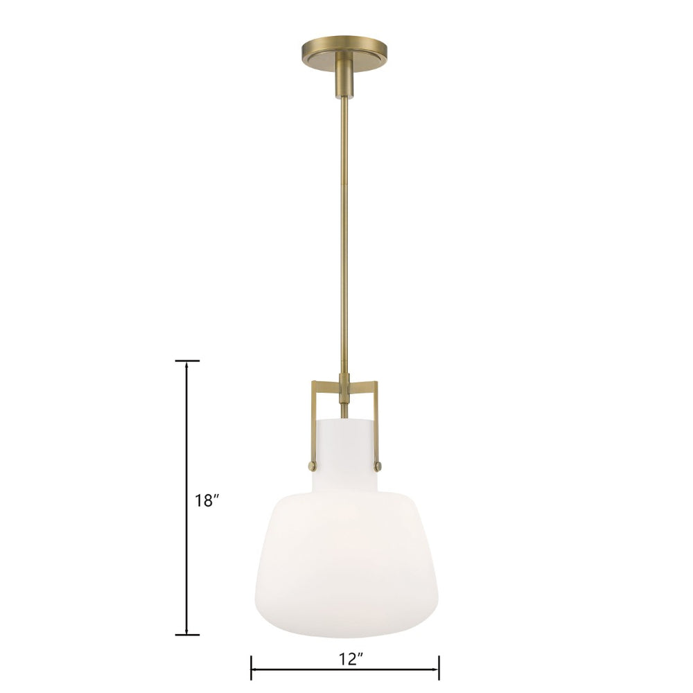 Atlas Izel 12" Wide Pendant Light - Antique Brass Glass Shade for Modern Industrial Home Décor Elegance CL11780-BS